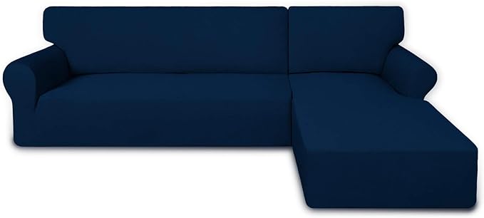 Homedecorindia Plain Burst Blue Stretchable & Premium Sofa Cover