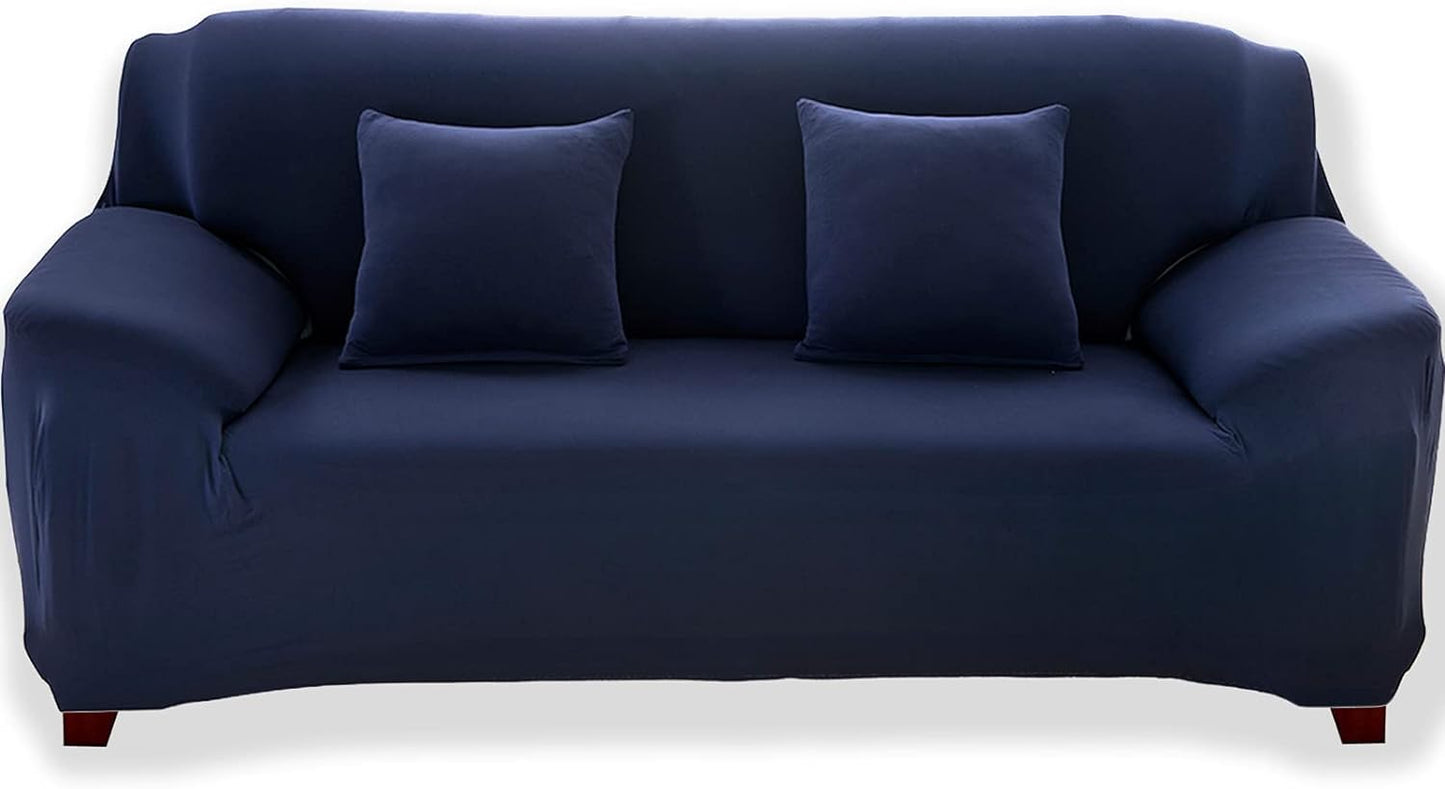 Homedecorindia Plain Burst Blue Stretchable & Premium Sofa Cover