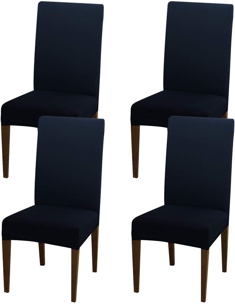 HOMEDECORINDIA ™ STRETCHABLE CHAIR COVERS PLAIN NAVY BLUE