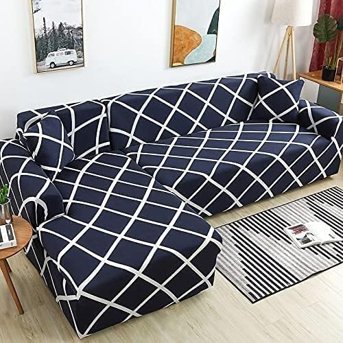 HomedecorIndia ™ L Shape Premium Extensible Sofa Cover Blue zebra