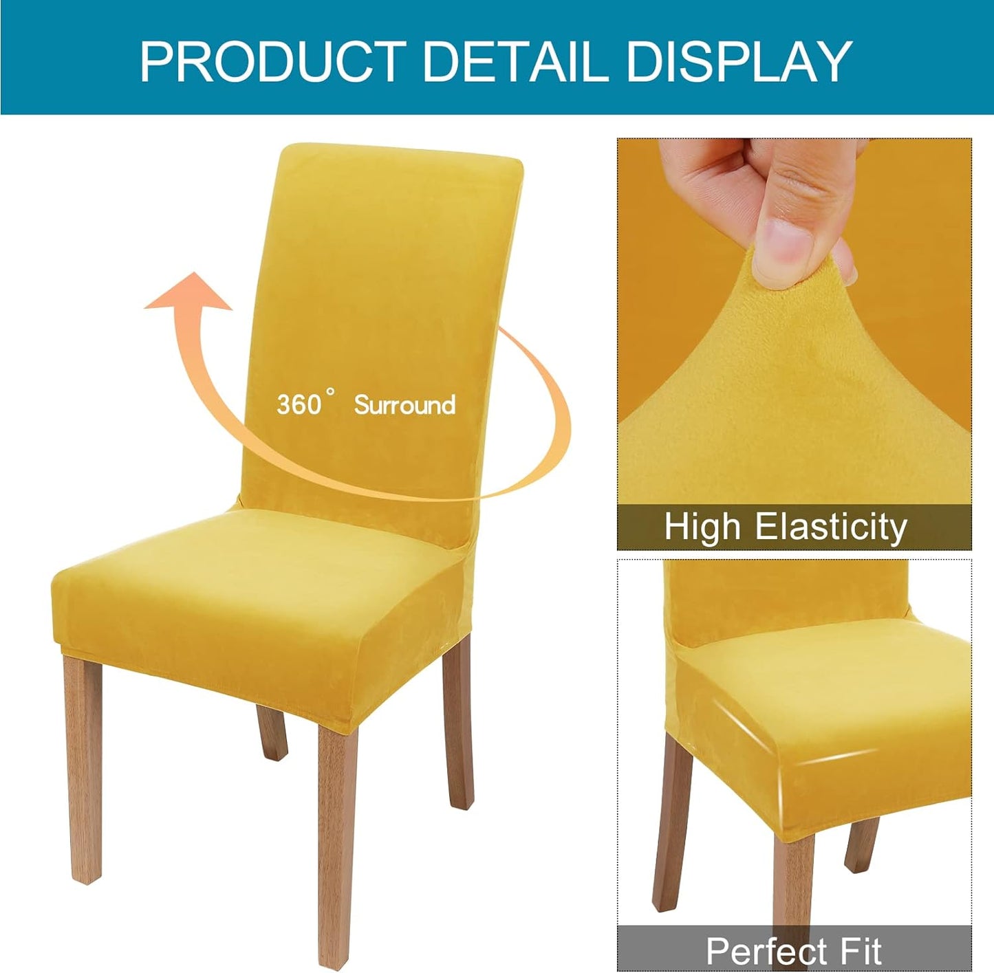 HOMEDECORINDIA ™ STRETCHABLE CHAIR COVERS PLAIN YELLOW