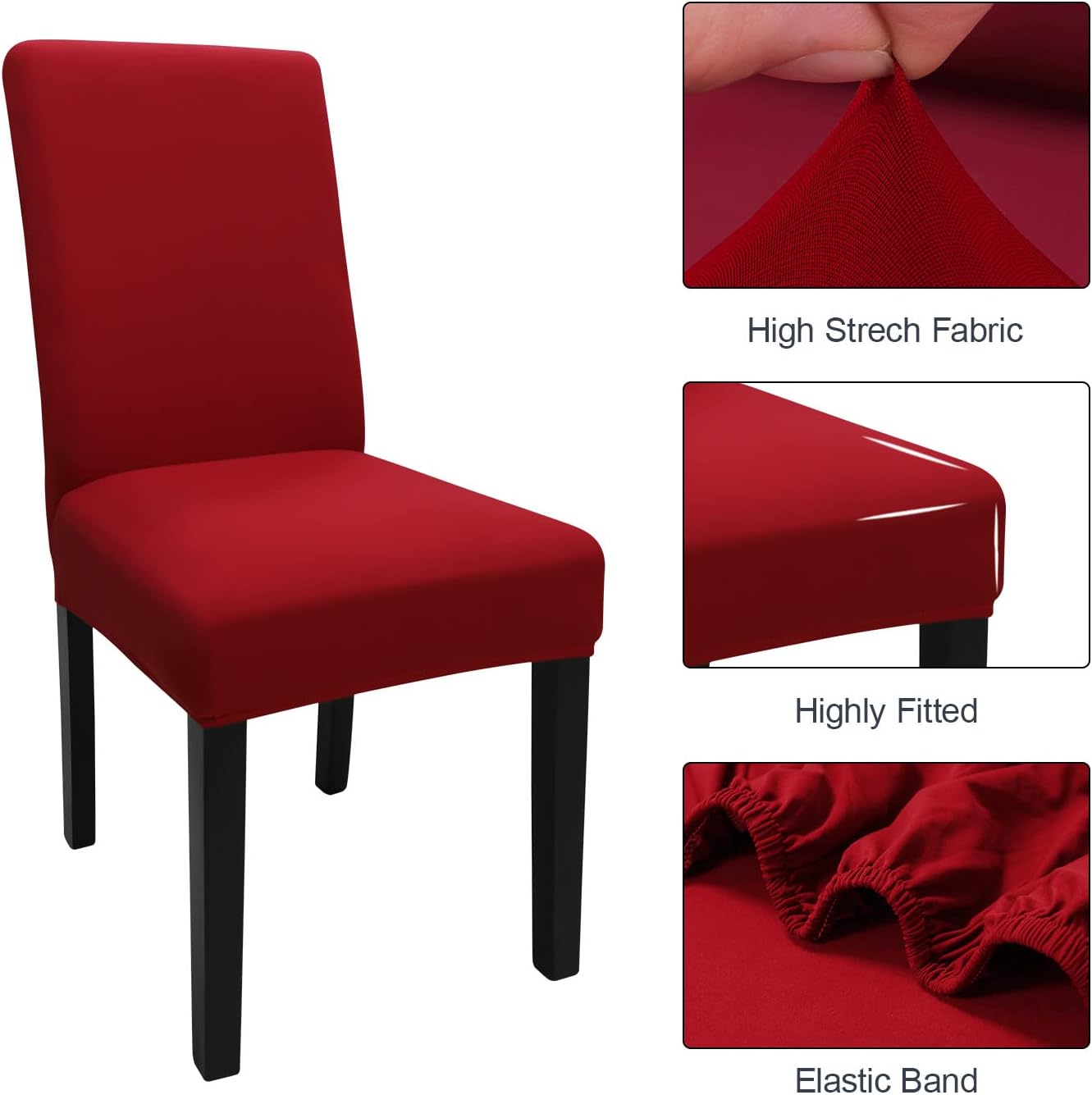 HomedecorIndia™ STRETCHABLE CHAIR COVERS PLAIN RED