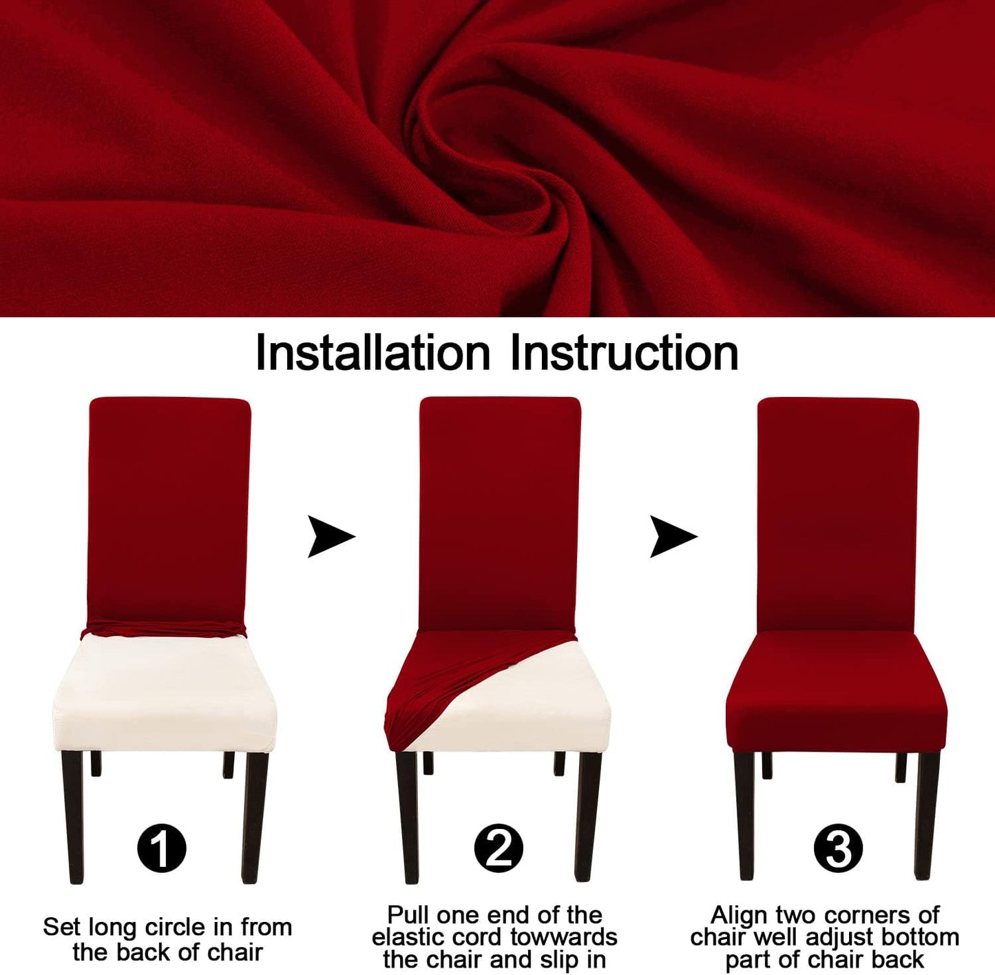 HomedecorIndia™ STRETCHABLE CHAIR COVERS PLAIN RED