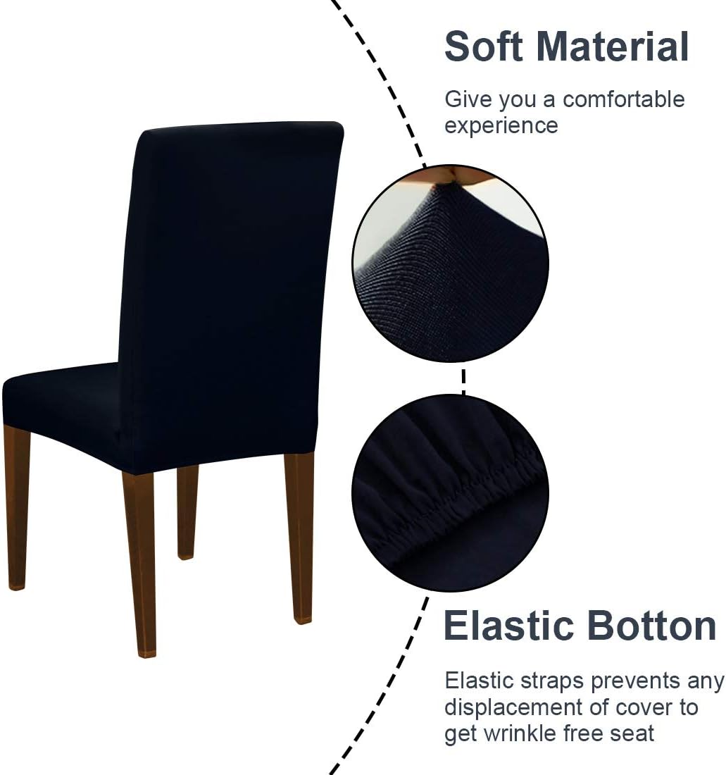 HOMEDECORINDIA ™ STRETCHABLE CHAIR COVERS PLAIN NAVY BLUE