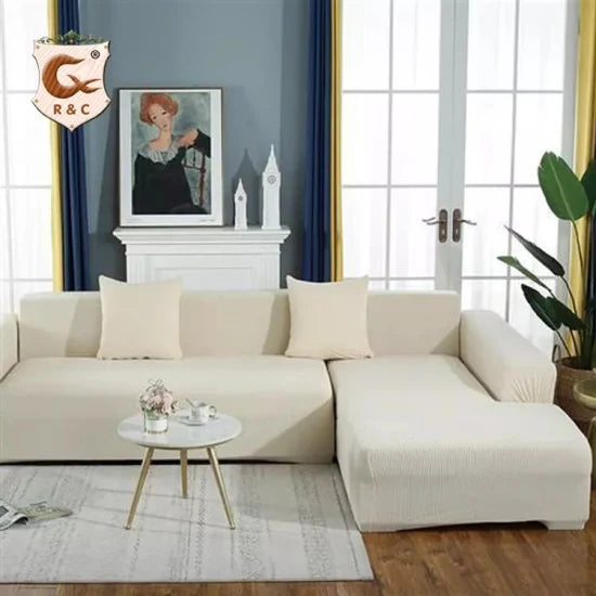 Homedecorindia Plain White Stretchable & Premium Sofa Cover