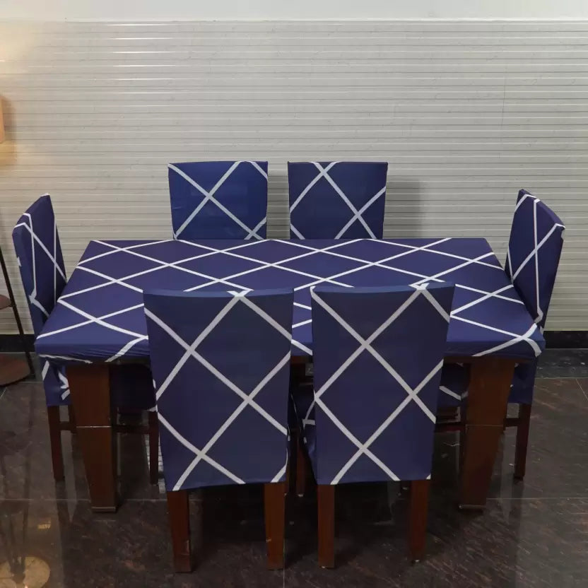 Premium Cross Blue Ethnic Table and Chair Covers