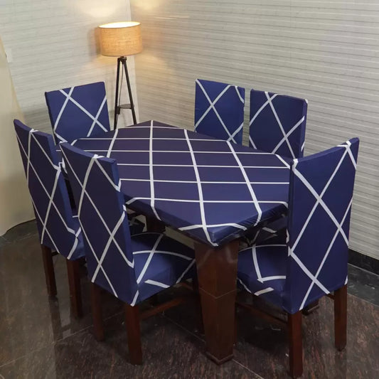 Premium Cross Blue Ethnic Table and Chair Covers